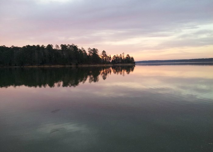 Sunrise on the lake before a run