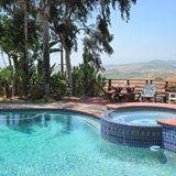View from the hot tub and pool.
