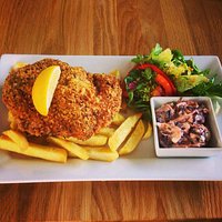 Chicken Schnitzel with hand cut chips
