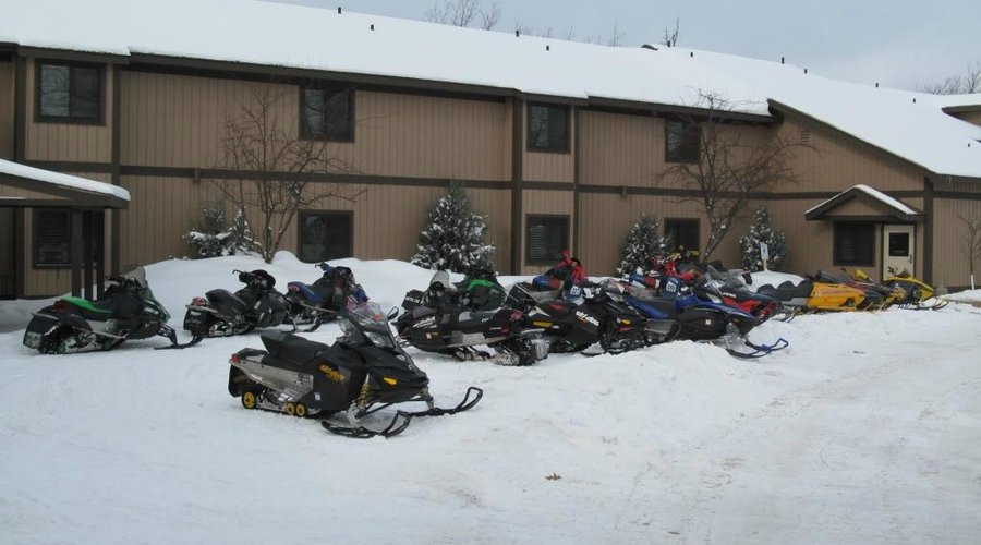 Snowmobile parking at The Pointe Hotel and Suites