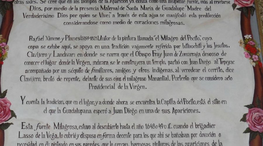 Capilla Del Pocito, documento exposto em seu interior