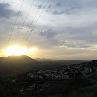 Across Tz'fat to Mt. Meron at sunset