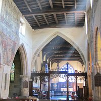 St Peter & St Paul Church, altar, screen & mediaeval wall paintings