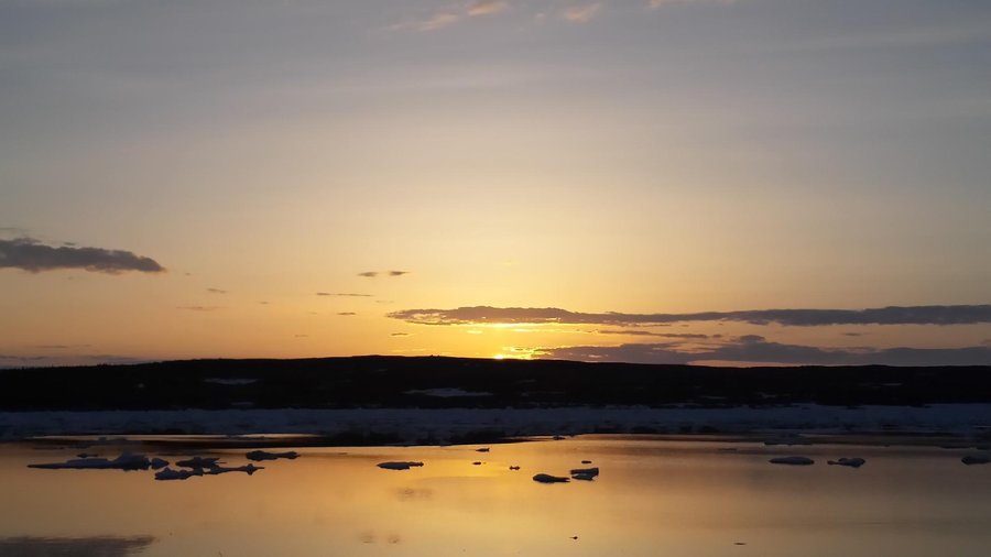 Sunset view from the deck of cabin 6.