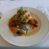 Grilled pike-perch fillet with potato croquettes
