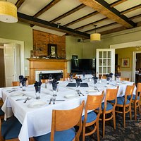 One of our dining rooms, set for a meeting