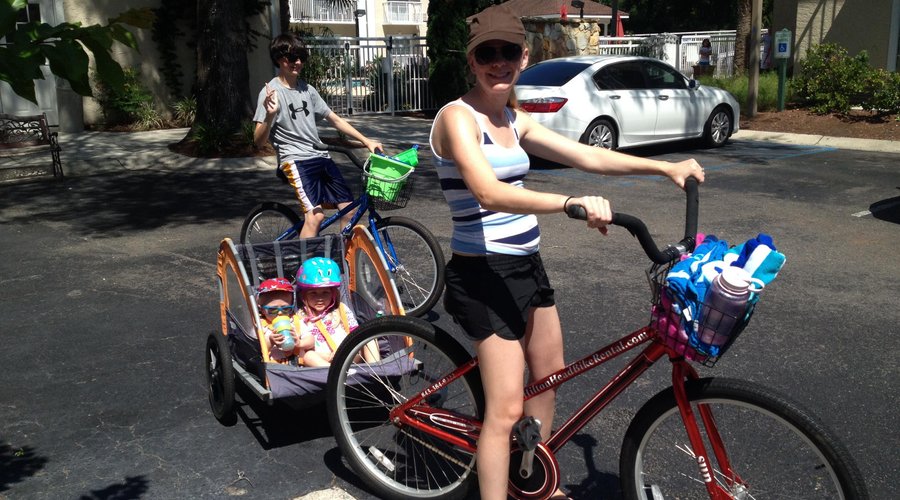 Family bike riding