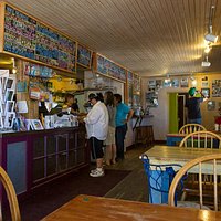 The main dining area of Taos Cow
