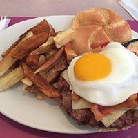 South of the border burger with an egg on top