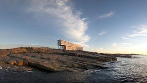 Fogo Island Inn in Fogo Island, image may contain: Waterfront, Rock, Sea, Nature