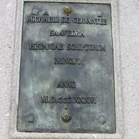 The simple inscription on Cervantes' statue