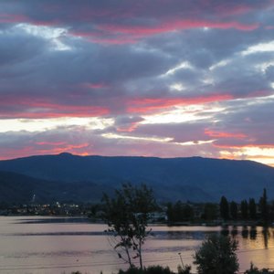 Sunset over the lake - view from the balcony of the condo