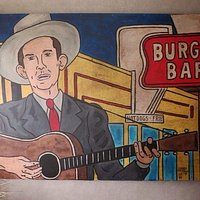 Hank Williams on his last ride in front of the Burger Bar