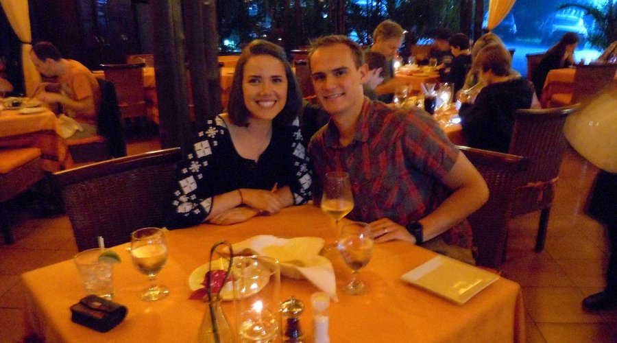 David and I at Altamira after enjoying our delicious appetizers and entrees