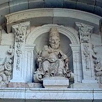 St Peter with the keys, above the door