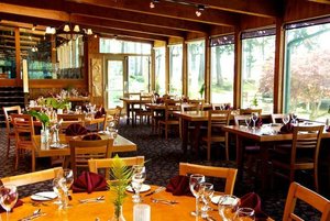 April Point Resort in Quadra Island, image may contain: Restaurant, Dining Room, Dining Table, Table