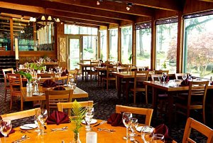 April Point Resort in Quadra Island, image may contain: Restaurant, Dining Room, Dining Table, Table