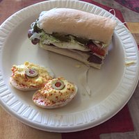 A delicious roast beef mini and deviled eggs!