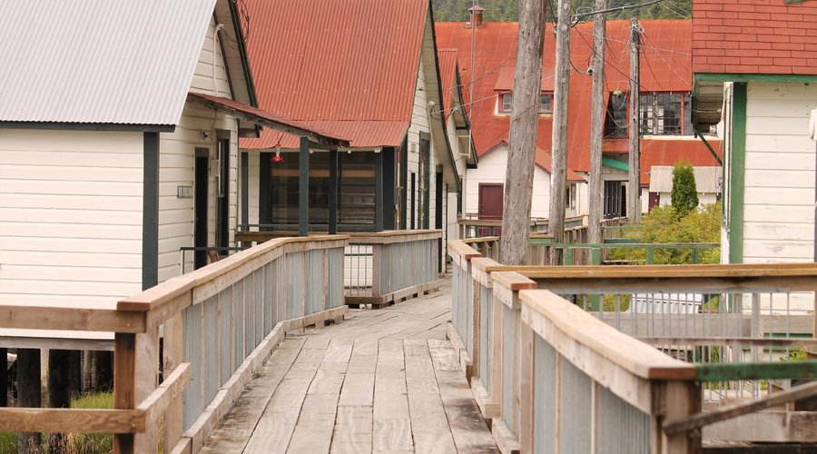Looking down the boardwalk, towards Main Building