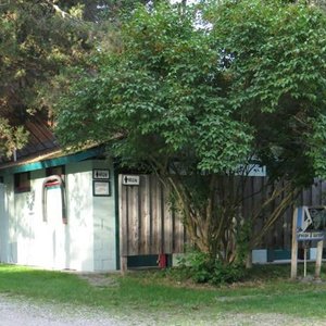 Showers, bathroom and the shower building.