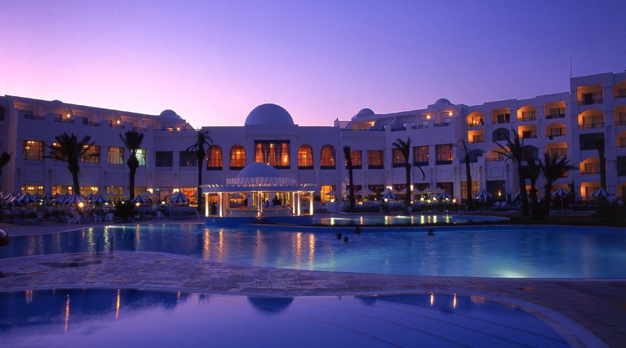 Night view outdoor pool