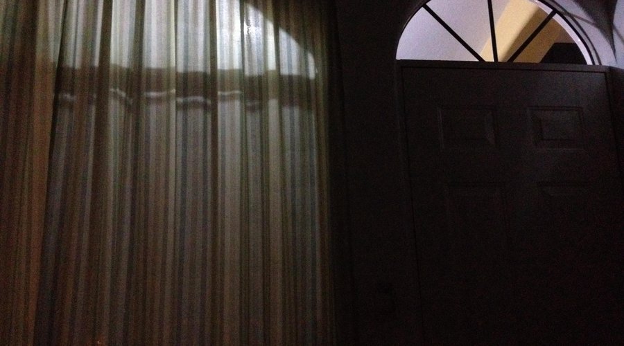 Street lights and hall lights from inside the room