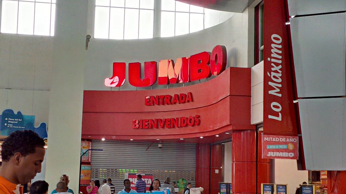 Entrance of the local Jumbo food store. Jumbo is the second