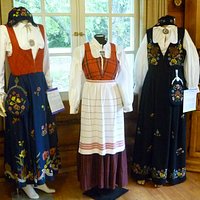 Bunads on display in the museum.