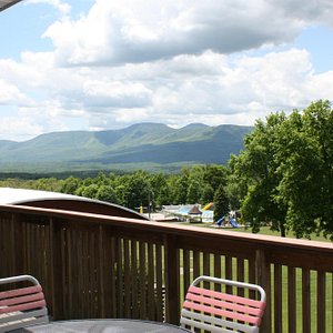 Beautiful view of the Catskills and pool from the Austland