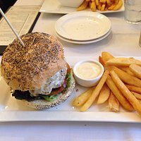 The burger with egg.