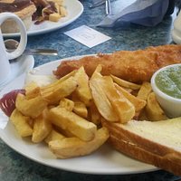Fab....mini fish....chips ....peas.....bread and butter and a cuppa tea....All for £4. Absolutel