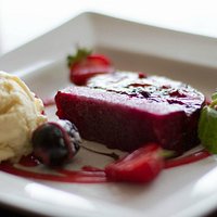 Summer Berry Jelly Dessert with Vanilla Ice Cream