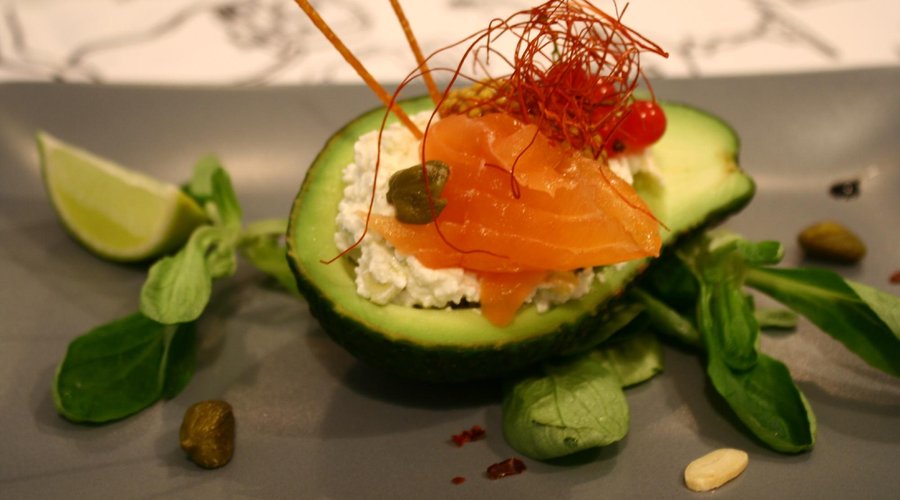 Avocado with salmon