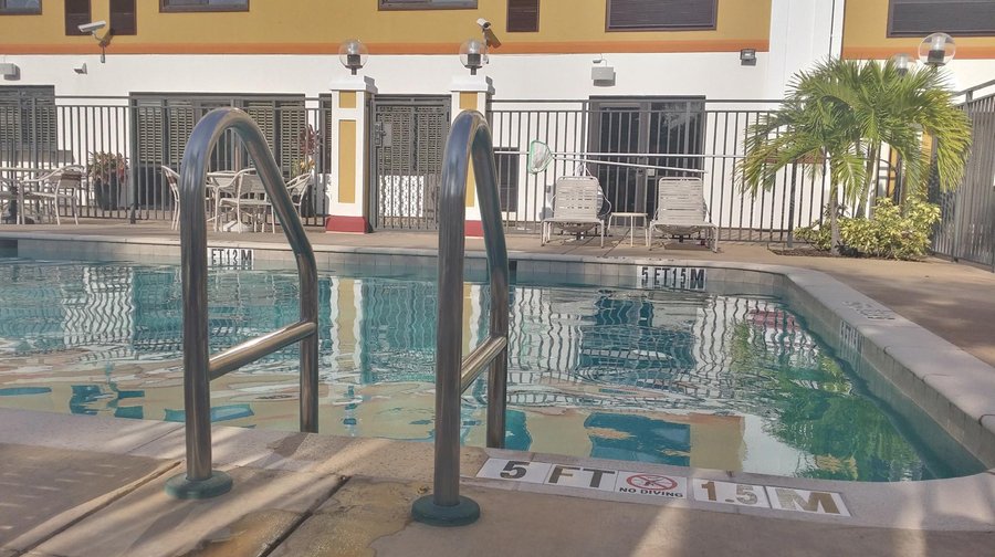 Relaxing by the pool.
