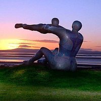 Venus & Cupid Sculpture by Shane Johnstone against a beautiful Morecambe sunset