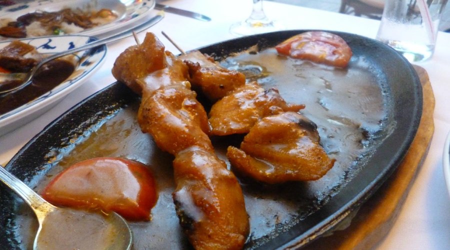 Sizzling chicken sate skewers yum yum!