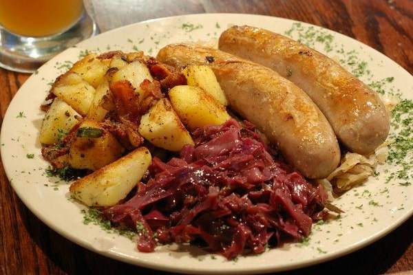 Fried potato, sausages and sauerkraut - fantastic!