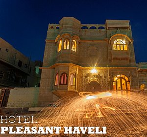 Hotel Pleasant Haveli in Jaisalmer, image may contain: Lighting, Villa, Fountain, Water