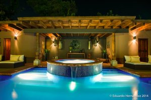 Mil Flores Luxury Design Hotel in Antigua, image may contain: Villa, Pool, Water, Lighting