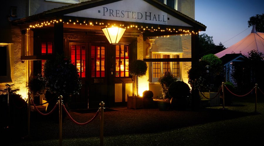Prested Hall at night