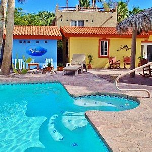 Casitas around the pool and Palapa, loungers and rockers everywhere. 2020 2023 Rates  $120 usd/night, 2pp