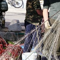 Berufsfischer retablieren Ihre Netze
