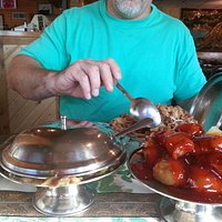Dinner for 2, Sweet and Sour Pork, Pork fried rice, and chef special.