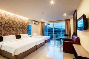 Golden City Rayong Hotel in Rayong, image may contain: Monitor, Screen, Computer Hardware, Hotel