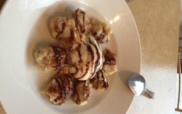 Fried Bueno Chocolate Bar with Vanilla Ice Cream and Baileys