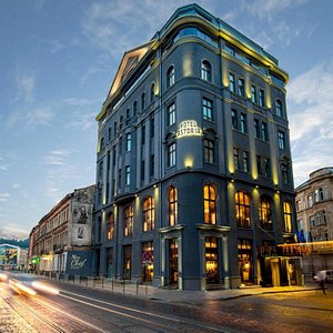 Astoria Hotel in Lviv, image may contain: City, Street, Urban, Neighborhood