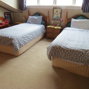 Mountain view, upstairs, twin singles, host share bathroom