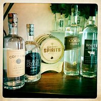 Vermont Spirits lined up on the tasting bar.