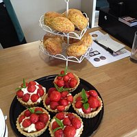 Fresh Cheese Scones and Strawberry Tarts
