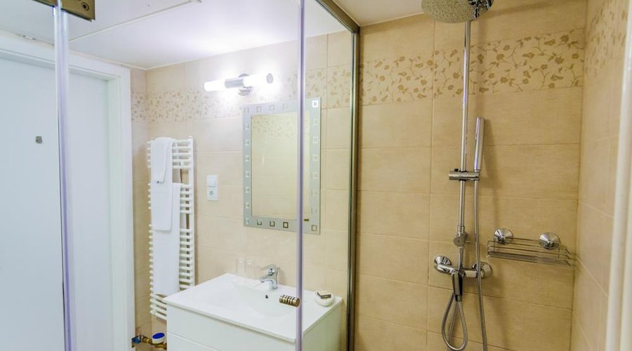 Bathroom with towel heater